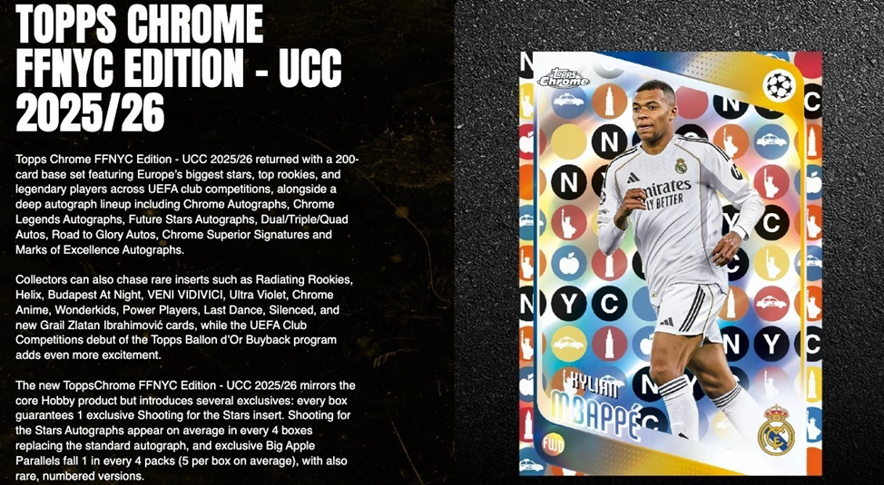 2025-26 Topps Chrome UEFA Club Competitions Soccer Fanatics Fest NYC Edition Hobby Box (Fanatics Fest Refractors)